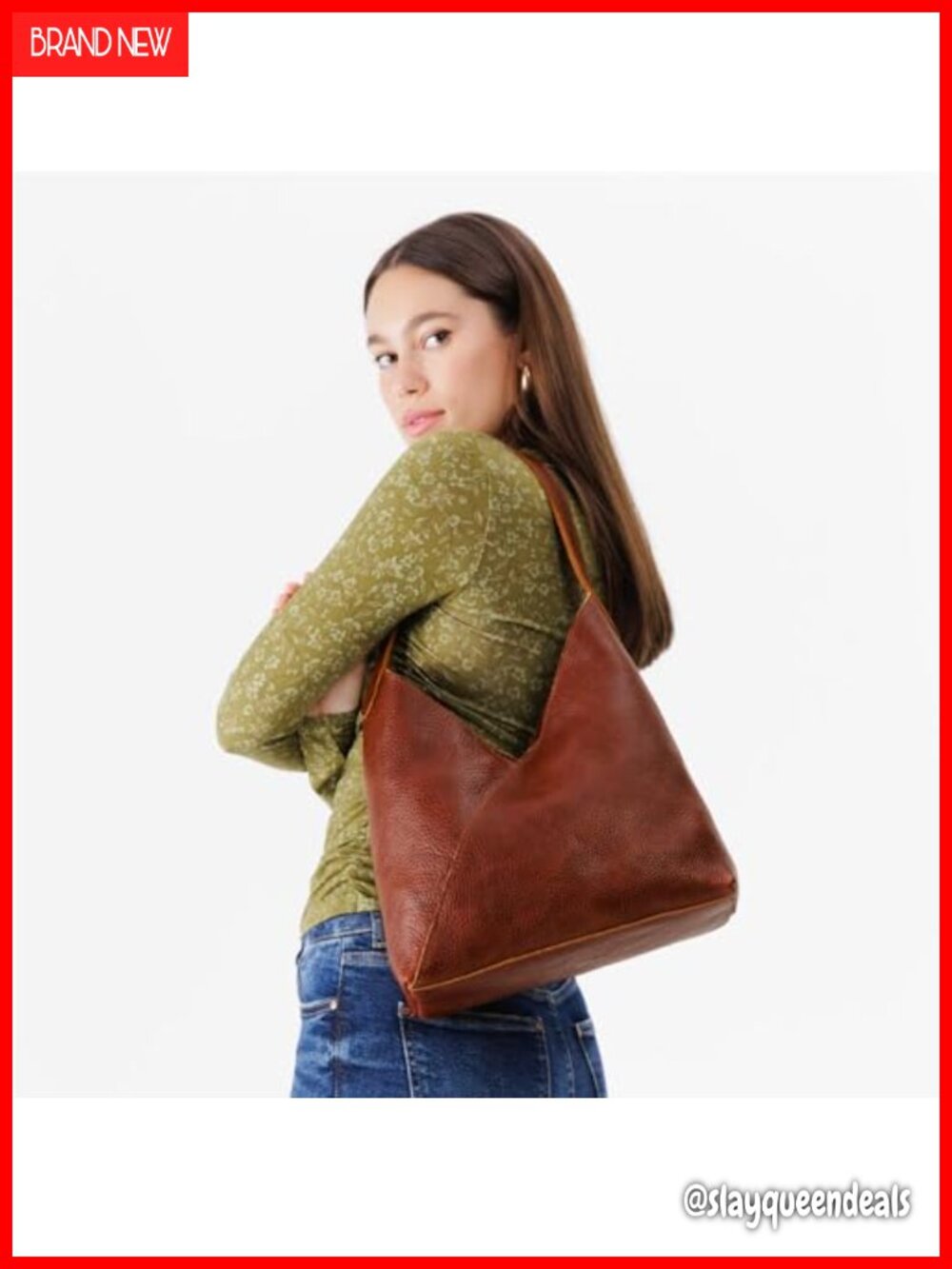 Full Grain Leather Slouchy Shoulder Bag Crossbody Handmade - Picture 5 of 6